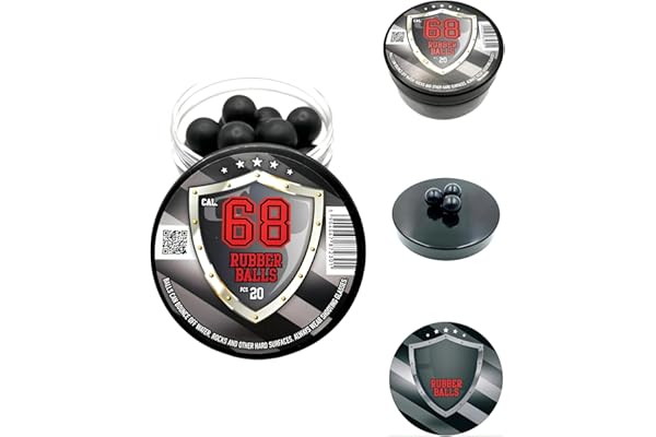 Rubber Balls in 68 Caliber 20 x Premium Quality Hard Rubberballs Powerballs Paintballs for Self Home Defense Pistols balles en Caoutchouc .68 Cal.