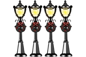 DIELIANHUA 4 Pièces Lampadaire Miniature, Noël Mini Réverbère Modèles, Lampadaire Miniature LED, Accessoires de Jardin Féérique, Décorations de Paysage Miniatures pour Maison de Poupée/A
