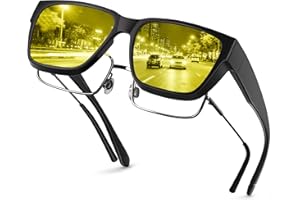 kunchu Night Driving Glasses Anti-Glare For Men Women Polarized HD Night Vision Glasses-Unisex-Yellow Lens Ultralight Nighttime Sunglasses For Driving、Fishing
