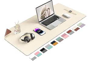 ‎AOTHIA Aothia Schreibtischunterlage-Große Mauspad-Schreibtischmatte,Büro Schreibtisch Pad, Schreibblock, Doppelseitige Verwendung PU Leder Wasserdicht(91x43cm,Beige)
