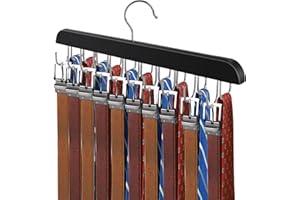 lomonmen Belt Hanger,Belt Hanger for Wardrobe,Belt Organiser with 20 Hooks Rotating,Tie Organiser for Belt Bra Tie Tank Top Closet Organizer and Storage
