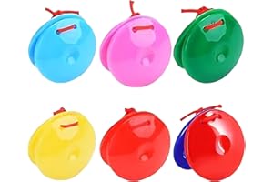 BQRKOTM 6 Stück Kunststoff Kastagnetten für Kinder, Fingerkastagnetten, Kastagnetten aus Kunststoff, Instrument Kinder, Mini Kastagnette, Kastagnetten Combo für Kleinkinder Kinder