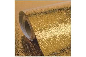 CONPHERON Küchen Aluminium Folie Aufkleber - Selbstklebende Küchenfolie Tapete Hitzebeständig Öl-Resistent Wasserdicht Folie für Küchen, Schrank, Möbel (40×300cm, Orangenschalen-Textur/Gold)