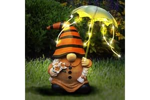 ‎LIFEMET Solar Lustig Gartenzwerg Gartendeko Draußen - Zwerge Gartenfiguren mit LED Solarleuchte Außen Dekoration, Harz Wetterfest Gartenwichtel figur, Garten deko Mutter Tochter Geschenk für Hof/Balkon/Rasen