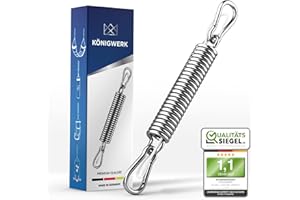 ‎KÖNIGWERK Königwerk Schwingfeder für Hängesessel - Made in Germany - Perfekte Stahlfeder für angenehmes Schwingen - Mit Sicherungsseil + 2 Karabiner- Feder für Hängesessel - Boxsack Feder
