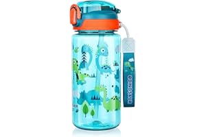 flintronic Borraccia, 600ML Borraccia per Ragazzi e Ragazze Senza BPA, Bottiglia Acqua con Cannuccia, Bottiglia d'Acqua a Prova di Perdita, Regalo per Studenti