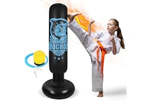 WINLOAD Saco de Boxeo Hinchable de Niños, Saco de Arena Inflable de Pie para Practicar Karate, con Bomba de Aire Incluida, Tumbler Saco de Arena Adultos, para Practicar Taekwondo, Artes Marciales (155CM)