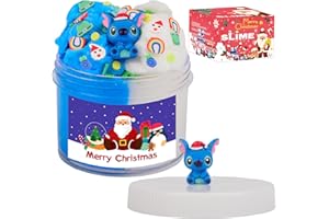 NIURUILSI Christmas Slime,Blue Cloud Putty,Classic Cartoon Character with Santa Hat,Scented Slime,Party Favors for Kids 4-12,Two-Tone Putty,Christmas Stocking Stuffers (7oz 200ML)