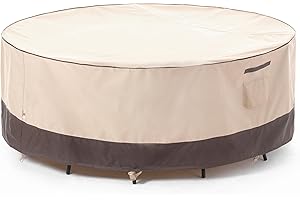 F&J Outdoors Garden Furniture Cover, Waterproof UV Resistant Anti-Fading Patio Furniture Covers for Round Table with Chairs Set (Beige:190x80cm)