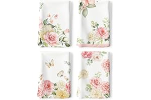 Arquiel Set di 4 Strofinacci Cucina Fiore Acquerello Cucina Strofinacci Cotone 100% Assorbente Farfalla Canovacci Cucina Decorazione Regali di Vacanza per Cucina 48 cm x 70 cm