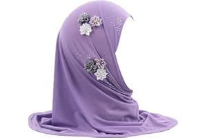 Copbopwn Hijab-Schal für kleine Mädchen Muslimisches Kopftuch für Kinder Florales Spitzen-Kopftuch Kinder Islamisches Arabisches Kopftuch Schals Kopfbedeckung Kopfbedeckung für 2-6 Jahre