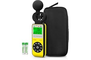 LYCEBELL 3 en 1 Anemómetro Digital, LC-881W Anemómetro Digital de Mano, Medidor de Velocidad Viento Aire con Humedad Ambiental/WBGT Alarma/Temperatura, para Drones al Aire Libre Vuelo Navegación