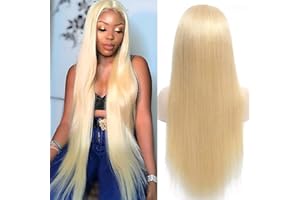 Bele Blonde Straight 180% Density 13x4 Transparent Lace Front Human Hair Wig 613 Color HD Lace Front Wigs Brazilian Virgin Huamn Hair for Black Women Pre Plucked with Baby Hair 18inch