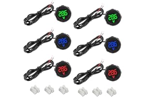 EPLZON Lot de 6 Voltmètres Numériques DC 4-100 V, 2 Fils 3 Chiffres Affichage LED Waterproof Digital Display Voltmeter pour voiture/moto/camion/marine/caravane (Rouge & Bleu & Vert)