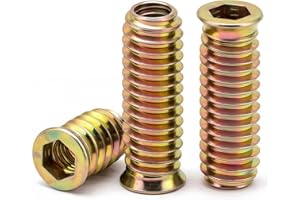 Drenky ‌20 Pièces M8 écrou Hexagonal Fileté‌, Insert Fileté Bois‌ M8 X 30mm ‌écrous à Visser ‌Manchons à Visser‌ Galvanisés pour Meubles en Bois