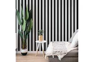 VANISA Lámina adhesiva a rayas, autoadhesiva, 53 x 500 cm, blanco y negro, lámina decorativa a rayas, vinilo para pared, para salón, baño, dormitorio, balcón, bricolaje