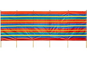 LG TRADERS LIMITED Wooden 4 5 6 8 10 Pole Colourful Tall Wind break Windbreaker Beach Sun Shelter Caravan festival Camping (6 POLE (5FT HIGH X 12FT LONG))