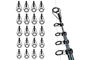 OMCGG 20Pièces Guide Canne a Peche, Kit de Réparation pour Canne à Pêche Embouts en Acier Inoxydable avec Anneau en Céramique 5 Tailles Guides de Cannes pour Canne à Pêche en Eau Douce Salée