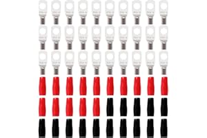 YIXISI 60 Piezas M6 SC6-6 AWG10 Terminales de Anillo Kit, Conectores de Tubular, Terminales de Cable Batería, con Manguitos de Aislamiento, para Cable Eléctrico, Plata