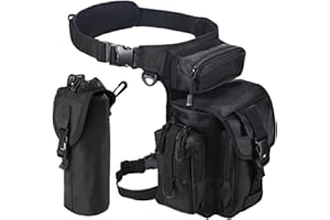 Flintronic Marsupio Cosciale Tattico Militare, Multifunzionale Drop Leg Marsupioper Campeggio Escursionismo Ciclismo Viaggio Trekking Con Borsa per Bottiglia D'acqua Rimovibile