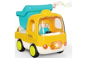 Yerloa Kids Dump Truck Toy Cars for Toddlers 1-3 Birthday Gifts for 1 2 3 4 Year Old Boy w/Music & Lights Outdoor Toys Push Go Construction Vehicle Outside Baby Sand Beach Trucks for Toddler 2-4 Years