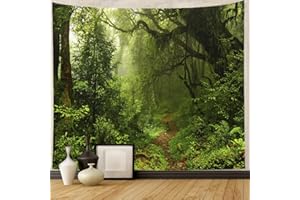 BCKAKQA Forest Wall Tapestry - Large Green Tree White Misty Nature Landscape Wall Hanging for Bedroom, Dorm, Living Room Home Decor (230x180cm, 91"X71")