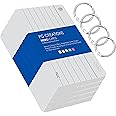 PG Creations Pre Punched Ruled Index Flash Cards with Binder Rings, Both Side Ruled, 3x5 Inch, Medium Size, 200 Gsm Ivory Cardstock, White, Pack of 200 Sheets with 4 Rings