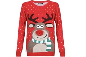 BSBAAA FASHIONS® Boys Girls Knitted Xmas Rudolph Reindeer Bambi Deer Santa Elf Top - Children Long Sleeve Novelty Sweater Merry Christmas Jumper Age Size 5-13 Years