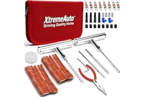 Xtremeauto 87pcs Tyre Repair Kit Heavy Duty Tyre Plug Kit Universal Tubeless Tyre Puncture Repair Kit with 50 Rubber Strips for Cars, Vans, Trucks, Motorcycles, ATV & Tractor