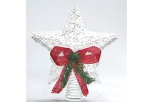 LAWOHO Decoración de Estrella de árbol de Navidad de 10 Pulgadas con Conos de Pino y Nieve Blanca para Fiesta de Navidad en casa Apta para árbol de Navidad de tamaño General