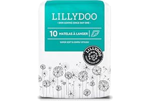 LILLYDOO Matelas à Langer Hypoallergéniques pour Bébé 60x60 cm, 10 pièces, Alèses Ultra-douces pour les Peaux Sensibles, Sans Parfum ni Lotion, Testés Dermatologiquement