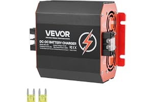 VEVOR 12 V 20 A DC till DC batteriladdare, 250 W, inbyggd batteriladdare för blysyra, litium, AGM, gel och översvämmade batte