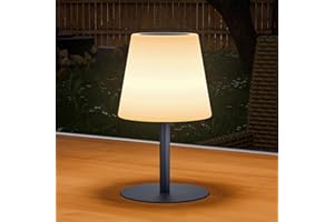 ‎MALUX MALUX Solar Tischlampe Outdoor Dimmbare 250LM Wiederaufladbar 2-Farbtemperaturen Warmweiß Kaltweiß tischlampe kabellos IP54 Solar Tischleuchte Outdoor für Garten Schlafzimmer Terrasse Cafe (Grau)