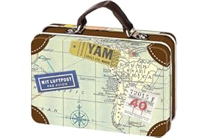 Moses. Fernweh Mini-Reisekoffer im Reisedesign, Deko-Koffer, Geldgeschenk-Verpackung Hochzeit & Reise, Metall mit Lederhenkel, Maße: 10,5 cm x 7,3 cm