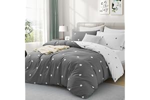 Hafaa Double Duvet Set Soft Printed Bedding Set Brushed Microfiber Duvet Cover with Pillowcases (Doted 200x200 CM)