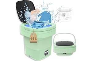 SULIAO Portable Washing Machine, 11L 1.8KG 2 in 1 Mini Portable Washer Machine, Foldable Small Smart Laundry Machine with 3 Cleaning Modes for Baby Clothes, Underwear, Camping, RV, Travel Green