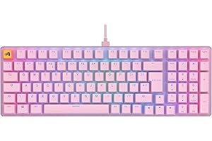Glorious Gaming GMMK 2 Full Size (96%) – klawiatura mechaniczna, obudowa aluminiowa, konfigurowalna, klawisze doubleshot, przełączniki Glorious Fox, RGB, NKRO, angielski układ QWERTY - Różowy