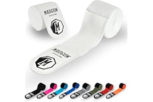MADGON Bandes Boxe Auto-Agrippantes avec Passe-Pouce de Qualité Supérieure - 3 m / 3,8 m / 4,5 m - Bandages Boxe pour MMA, Boxe, Kick-Boxing, Entraînements - Absorption Optimale de la Sueur
