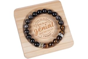 Lueaurra Idee Cadeau pour Homme Bracelet Pierres Naturelles Homme Original Cadeaux Noel Homme Cadeau Anniversaire Bracelet Cadeaux pour Papa Fils Frère Amis