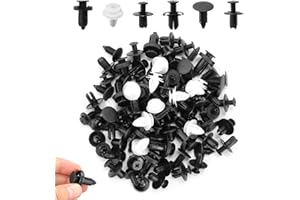 YALIYU 100 Pcs Universal Auto Black Nylon Clips - 6 Types of Plastic Rivet Fasteners for Car Door Bumper Panel Trim Fender Liner Sealing Strip