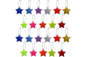 sitarcmin 22 Stück Reflektoren Anhänger, Reflektierender Sternanhänger, Reflektor Anhänger Kinder für Schultasche, Sicherheitsreflektor Anhänger für Radfahren, Laufen (11 Farben)