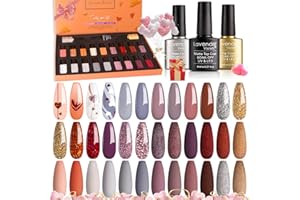 Lavender Violets 21 pièce Vernis Gel Semi-Permanent Vernis à ongles Nail Polish feuille d'érable Noël citrouille Automne UV LED Base,Mat,Top Coat Kits de manucure Nude Gris Orange Jaune F987
