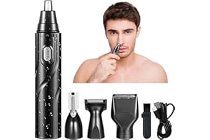 SENLINLIN Nasenhaartrimmer 4 in 1, Nasenhaartrimmer Herren USB Wiederaufladbar, Ohrhaarschneider & Augenbrauentrimmer für Männer & Frauen, Schmerzfreier Nasen- & Ohrenhaarschneider