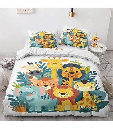 Parure De Lit Enfant 90x190 Cm Motif Renard & Fleurs - Housse De Couette Réversible + Taie 65x65, Microfibre Douce (garçon/fille)