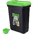 DIVCHI 30L Pet Food Storage Container Flip Top Locking System With Integrated Scoop Plastic Birds Airtight Pet Dog Cat Animal Dry Food 15 KG Dispenser Bin Green