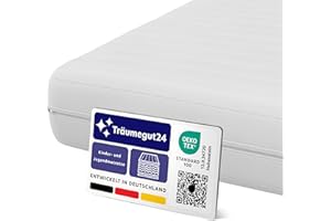 ‎TRÄUMEGUT24 Träumegut24 - Matratze für Kinder & Jugendliche - 140x200 cm - H2&H3 | Größe + Höhe wählbar | Kaltschaummatratze | Hautfreundlicher & waschbarer Bezug | Oeko-TEX Zertifiziert | (140 x 200 cm, 10 cm)