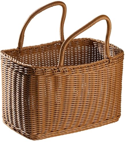 Cesto In Vimini MyBer Con Inserto In Tessuto - Cesto Per La Spesa, Picnic O Regalo - Fatto A Mano In UE - 50x32x22 Cm (Marrone, Grande) - 2