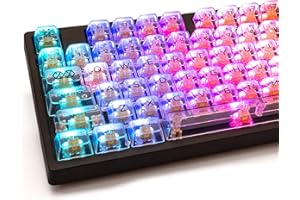 KOVNISE Crystal Clear Keycaps, Transparent Translucent Mechanical Keyboard Keycaps, MDA Keycaps, Universal Compatibility for 100%, 75%, 65%, 60% Keyboard (Crystal White)