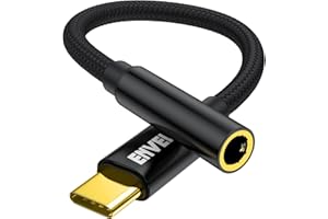 ENVEL Adattatore jack per cuffie da USB C a 3,5 mm, tipo C a 3,5 mm, cavo audio stereo DAC compatibile con Huawei P50/P40 Mate 40/30 Pro/Pixel 6/5/4/XL/Samsung Galaxy S22/S21/S20/S20+/S10/S9/Note10 Nero