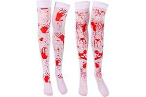 PANYI 2 Paar Blutige Strumpfhose Halloween Kniestrümpfe mit Blutspritzern 70 cm Kniestrümpfe Halloween Frauen Accessoire Karneval Krankenschwester Kostüm